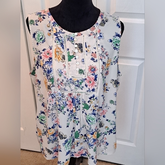 Daniel Rainn Cirion Floral Detail Button Blouse  Size XXL - Picture 6 of 7